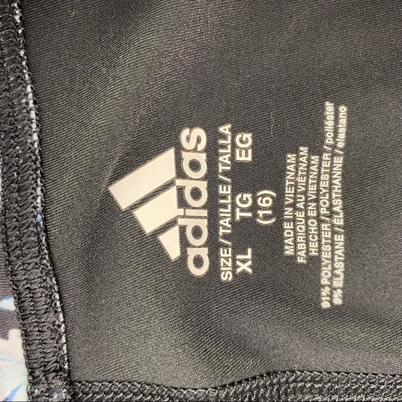 Adidas black floral print climalite leggings, XL (juniors) - Picture 5 of 13